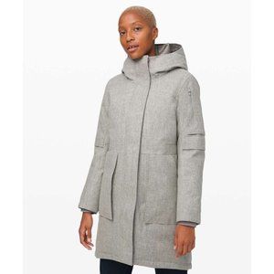 Lululemon Winter Warrior Parka size 8 Wool Heathered Silver Graphite